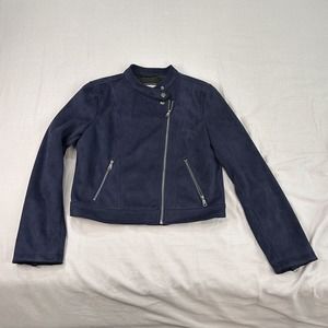 banana republic Faux Suede Jacket M Preppy Navy Zip